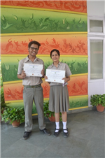 Shubham Gautam and Charu Pnadey.First in ISC Inter-School Frank Anthony Memmorial English Debate